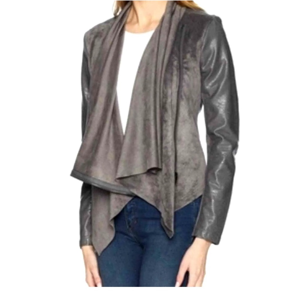 Blank nyc faux suede and leather wrap jacket (M)
